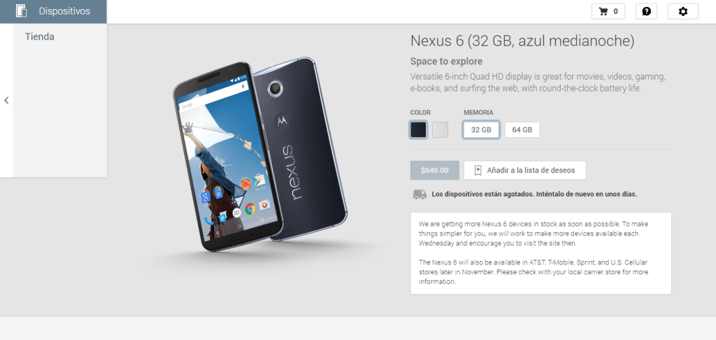 nexus 6 preventa agotado miercoles