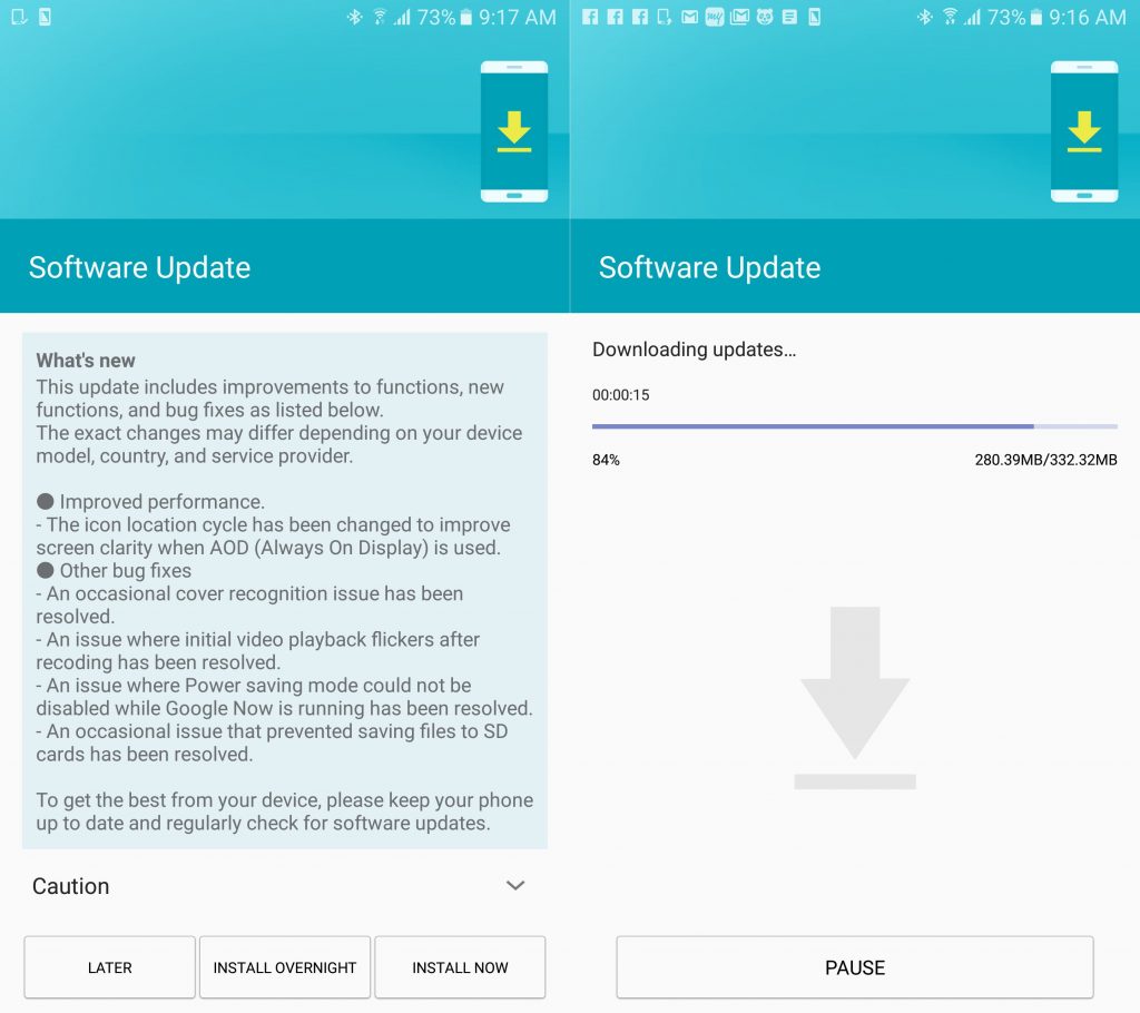 galaxy s7 s7-edge update