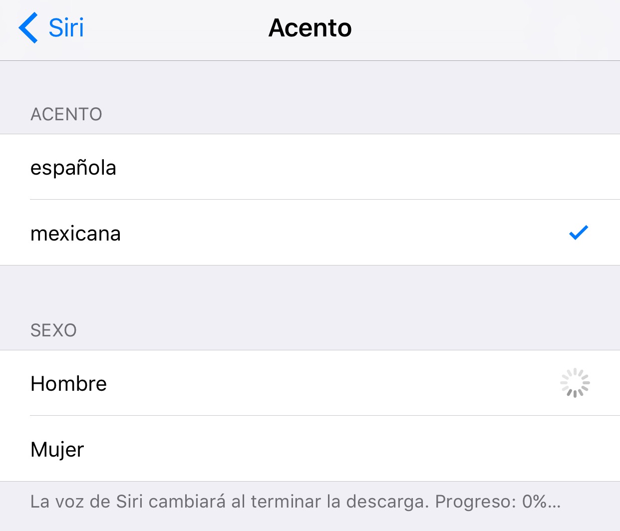 Siri español hombre