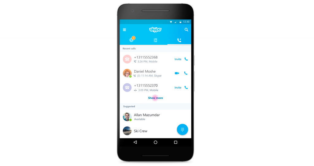 skype pestaña llamadas