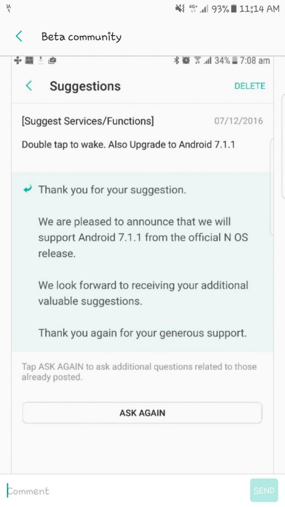 android 7.1.1 nougat samsung