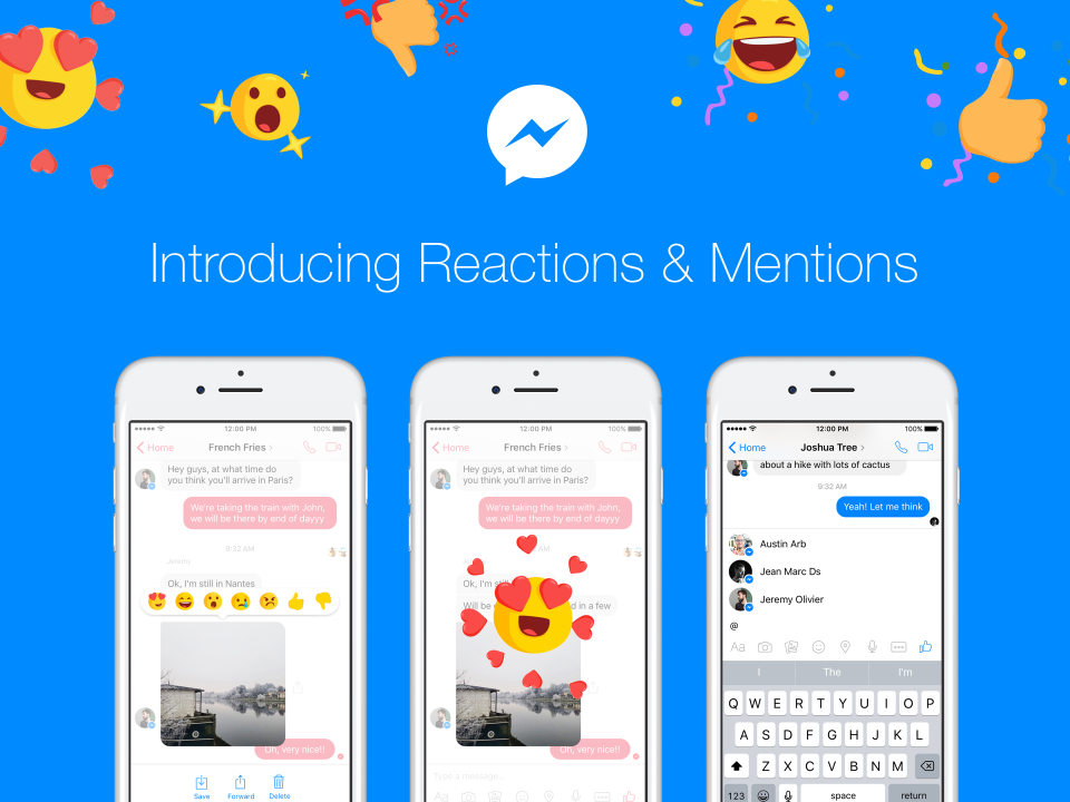 Facebook agrega reacciones y menciones a Messenger