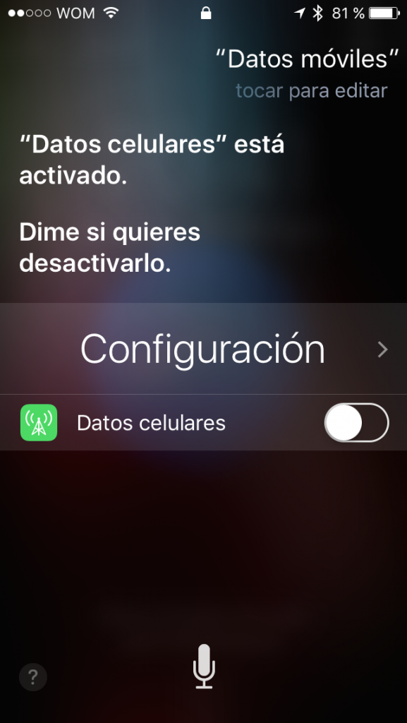 Error siri datos móviles