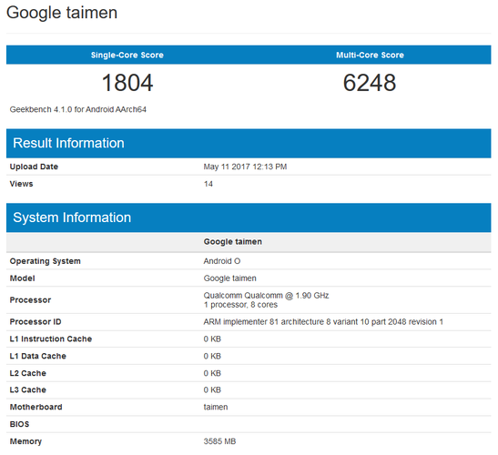 geekbench google taimen