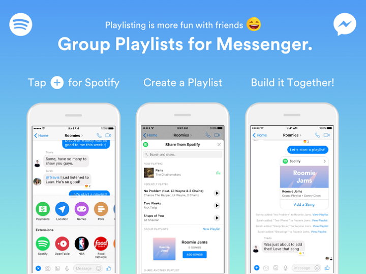 Ahora puedes crear playlist grupales de Spotify directamente en Messenger