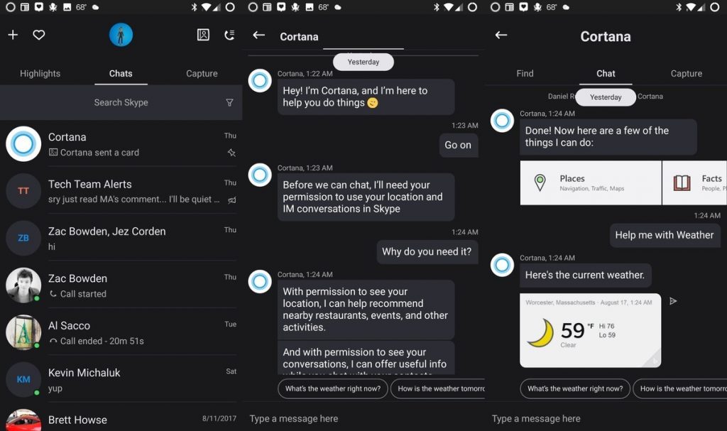 skype cortana bot