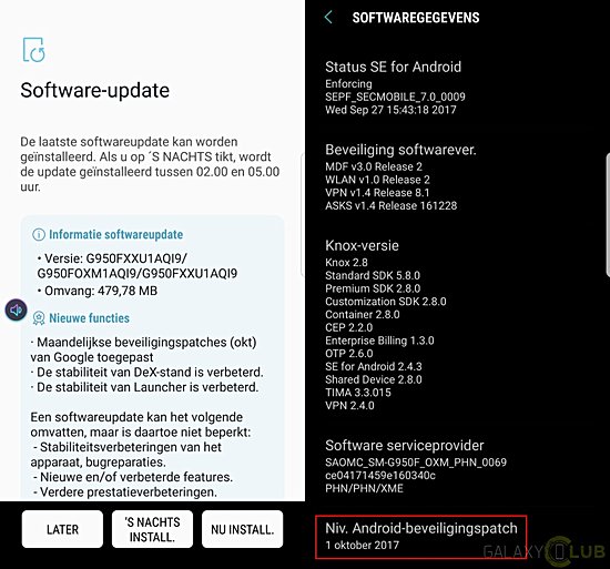 galaxy s8 parche octubre 2017