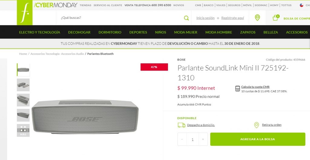bose soundlink mini ii cybermonday 2017
