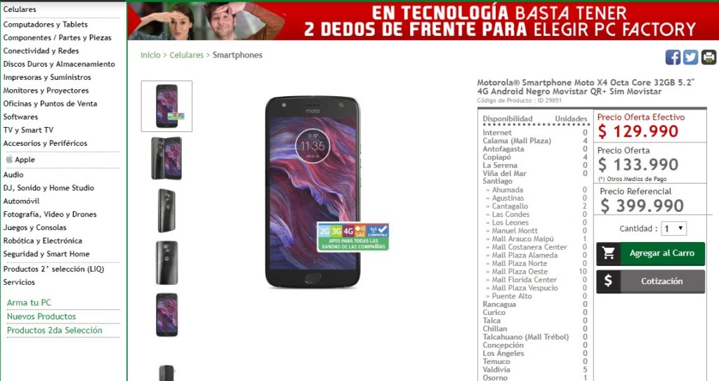 oferta Moto X4 129.990