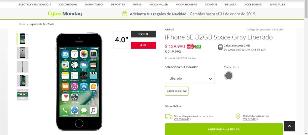 oferta iPhone SE 32GB a 129.990