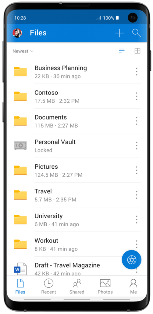 onedrive android bóveda personal
