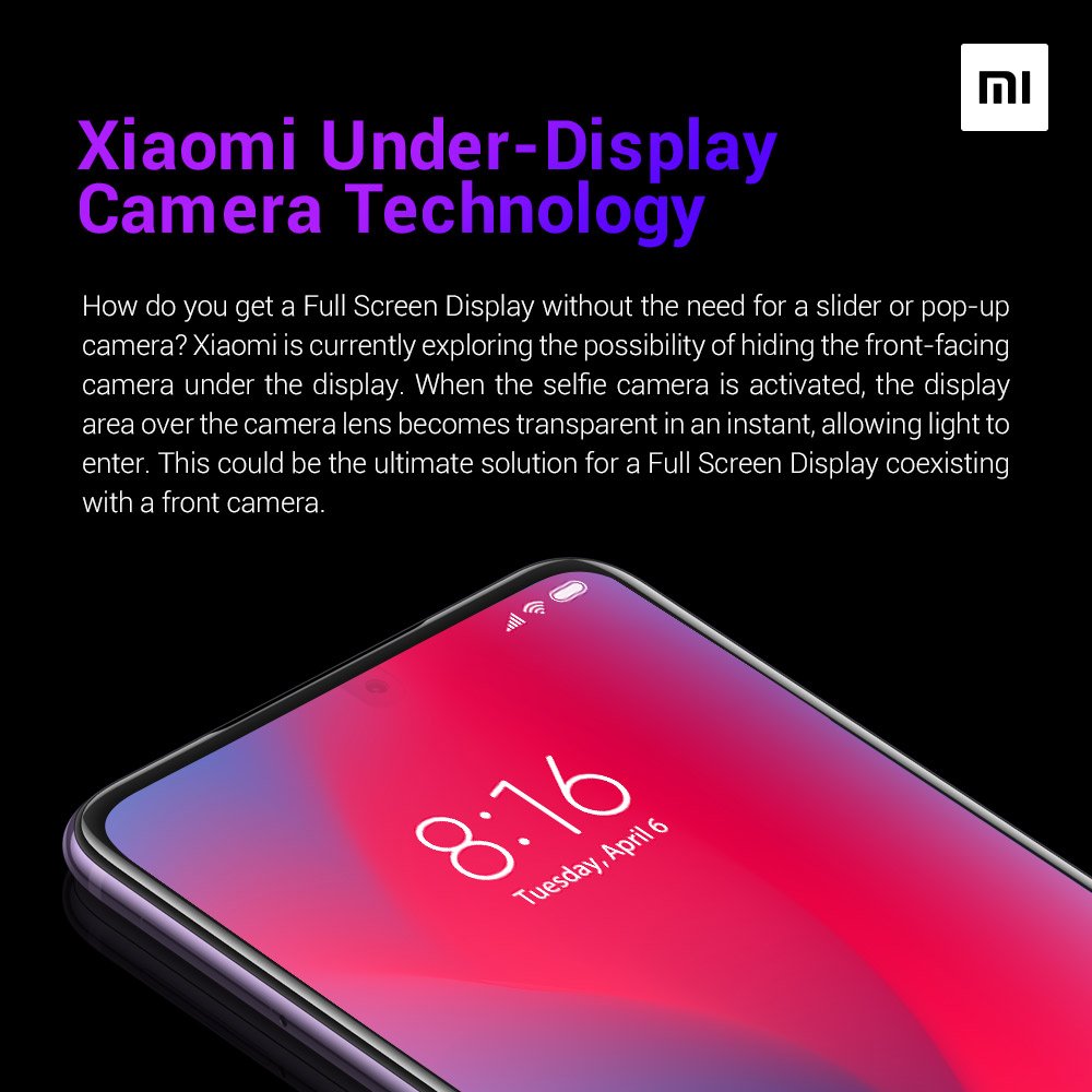 Xiaomi cámara frontal bajo pantalla