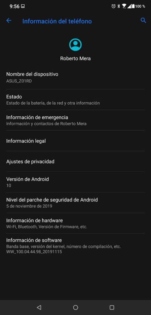 ASUS ZenFone 5z Android 10 captura 4