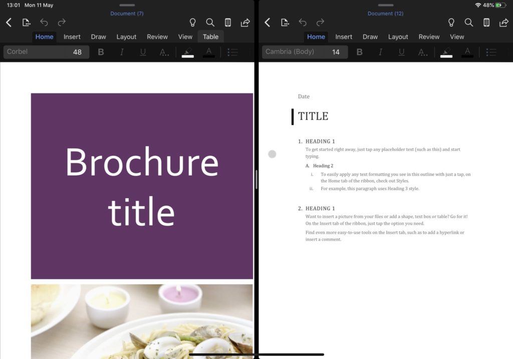 microsoft office ventana multiple ipad