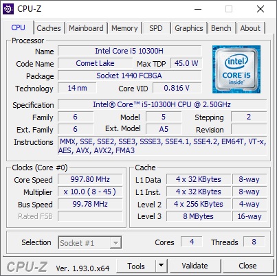CPU-Z Lenovo Ideapad Gaming 3i