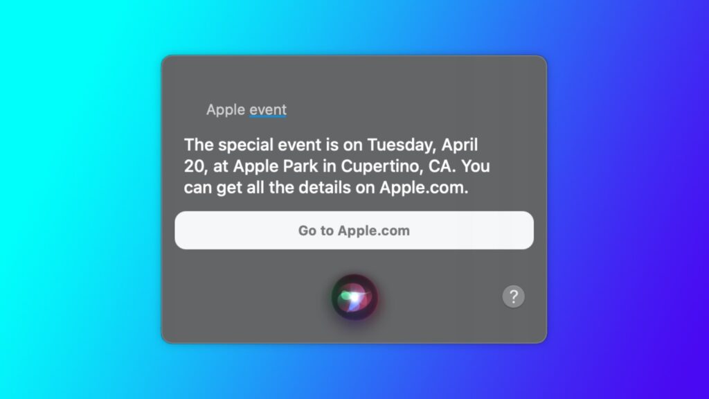 El próximo martes 20 de abril tendríamos un nuevo evento de Apple, según Siri