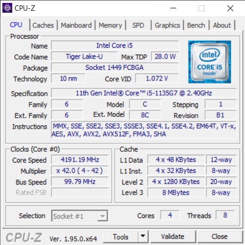 CPU-Z - Lenovo IdeaPad 5