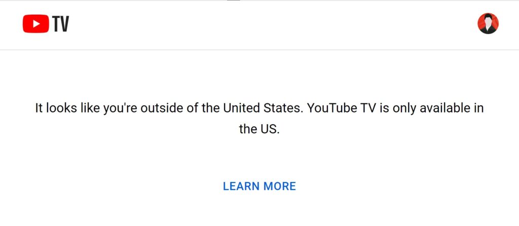 Restricción geográfica para acceder a YouTube TV, fácil de saltar con un VPN.