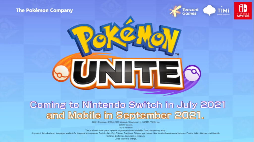 Pokémon Unite llegará a la Nintendo Switch en julio y a dispositivos móviles en septiembre