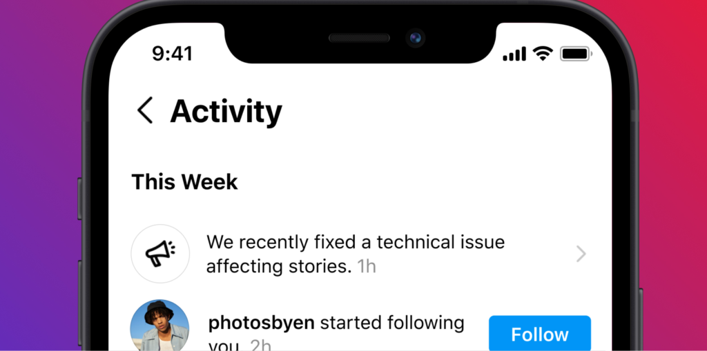 Instagram prueba la posibilidad de notificarte cuando su servicio presente dificultades técnicas a nivel mundial