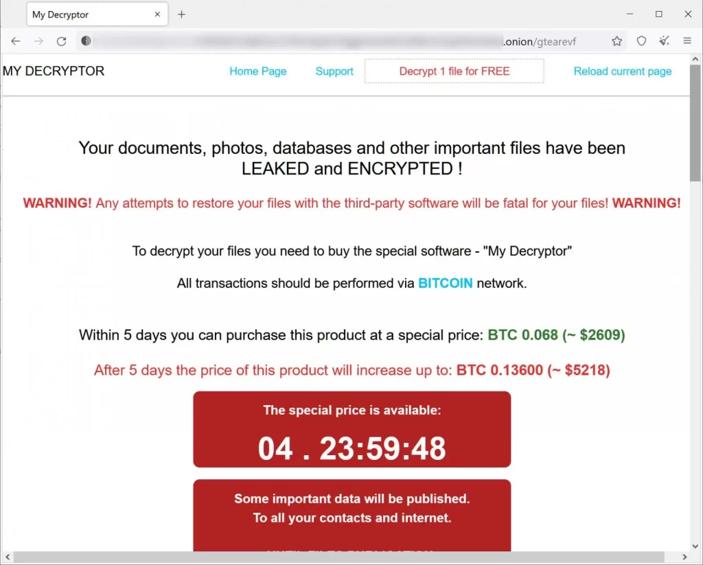 Magniber pedido de pago