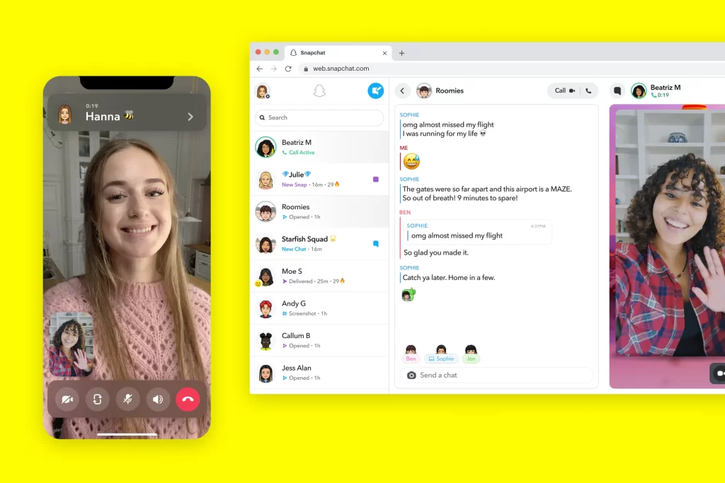 Snapchat presenta su nueva web app para chatear y hacer video llamadas desde el navegador