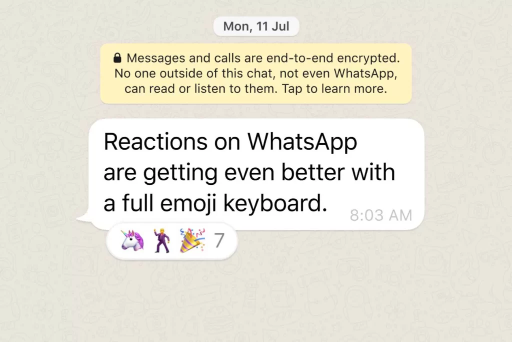 WhatsApp pronto nos dejará reaccionar con cualquier emoji a un mensaje