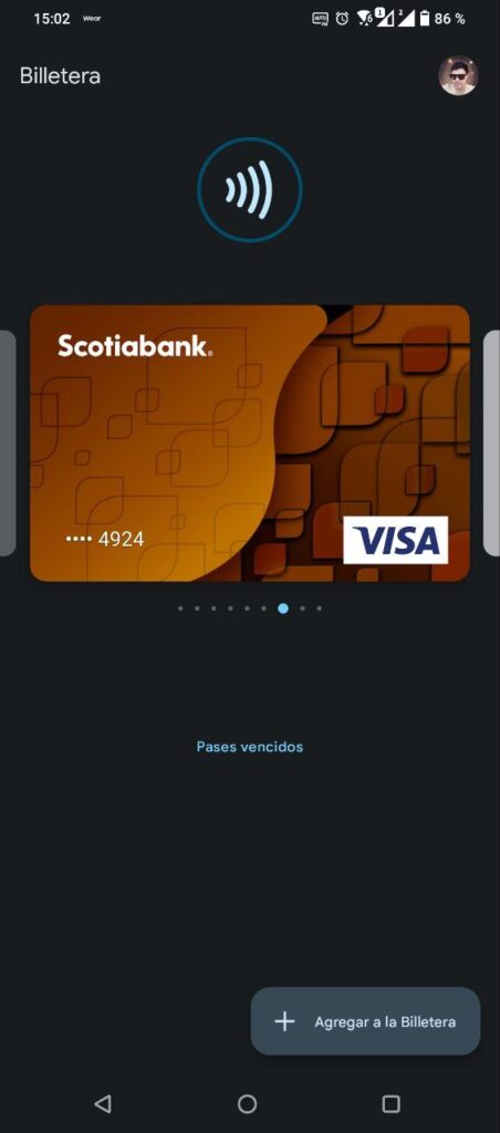 captura tarjeta de crédito Scotiabank Google Wallet