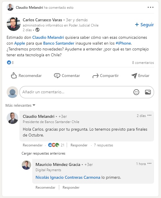 Apple Pay Santander Chile