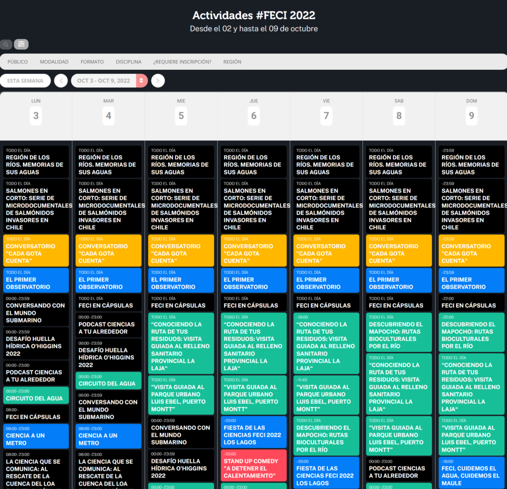 Sitio web del Festival de las Ciencias FEIC 2022