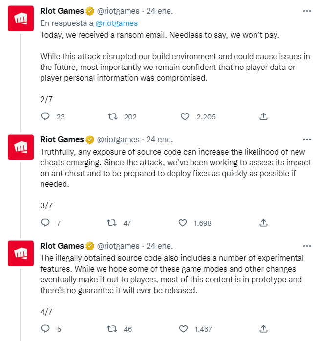 declaración hackeo riot games 2023