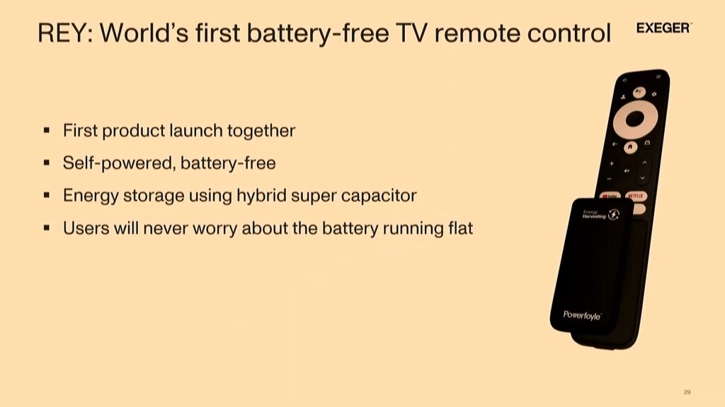 Control remoto REY, que utiliza un supercondensador y paneles Powerfoyle de Exeger para funcionar.