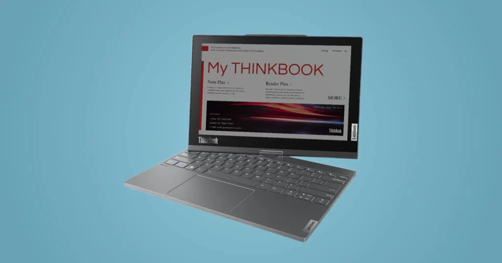 La nueva Lenovo ThinkBook Plus tiene una pantalla rotatoria y otra adicional de tinta electrónica a color #CES2023