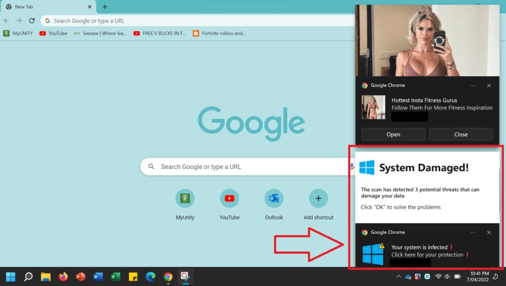 Alerta de servicio técnico remoto falso