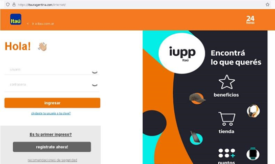 Phishing_Sitio Falso Itaú