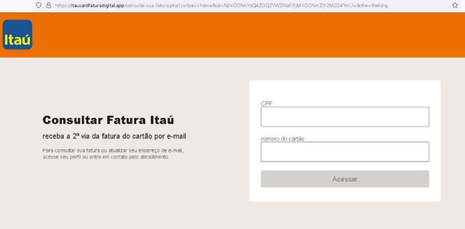 Phishing_Sitio Falso Itaú