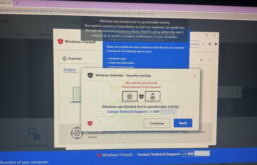 Alerta de servicio técnico remoto falso 2