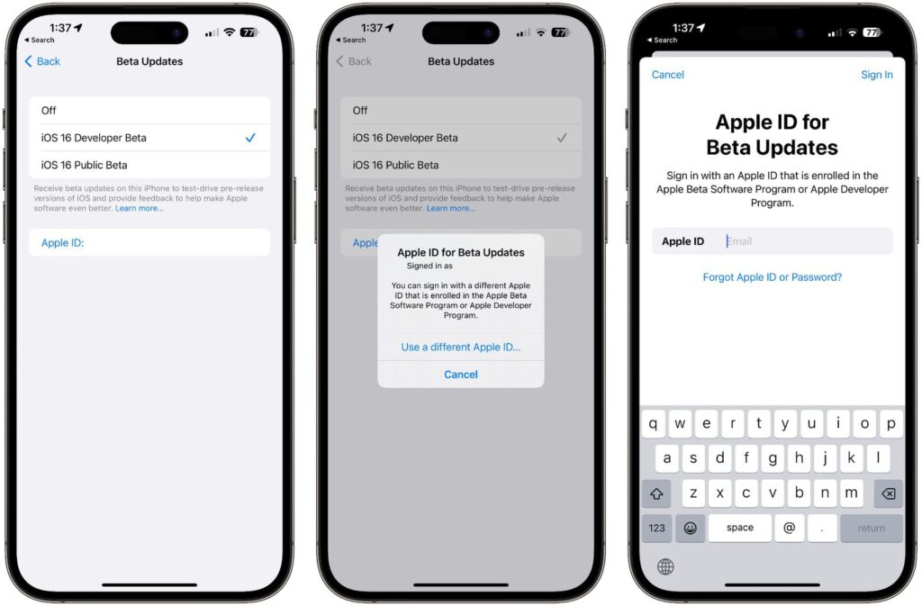 iOS 16.4 ahora nos permite acceder a versiones beta para desarrolladores usando un Apple ID distinto al nuestro