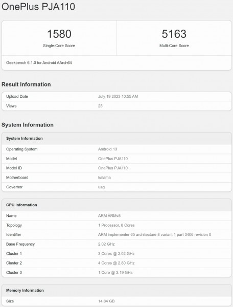 oneplus ace 2 pro geekbench