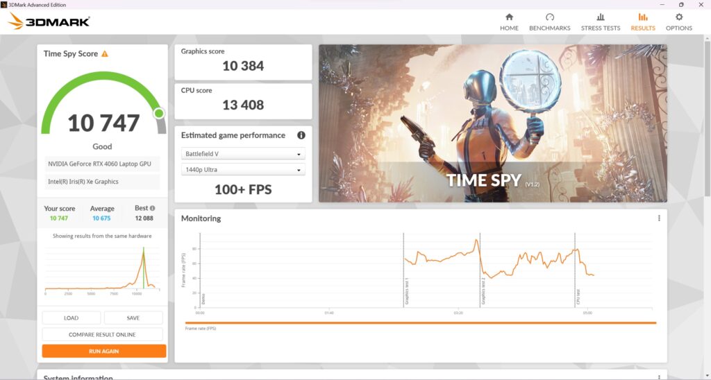 MSI Vector GP77 13V - 3DMark Time Spy