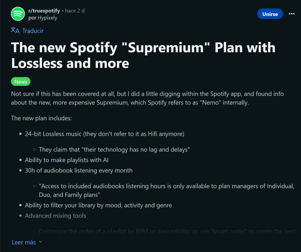 Spotify hifi codigo