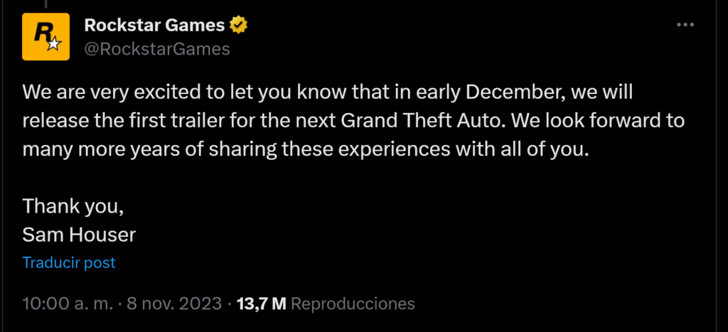 Grand theft auto VI confirmación trailer