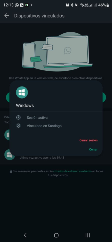 WhatsApp Cerrar sesión foto 2