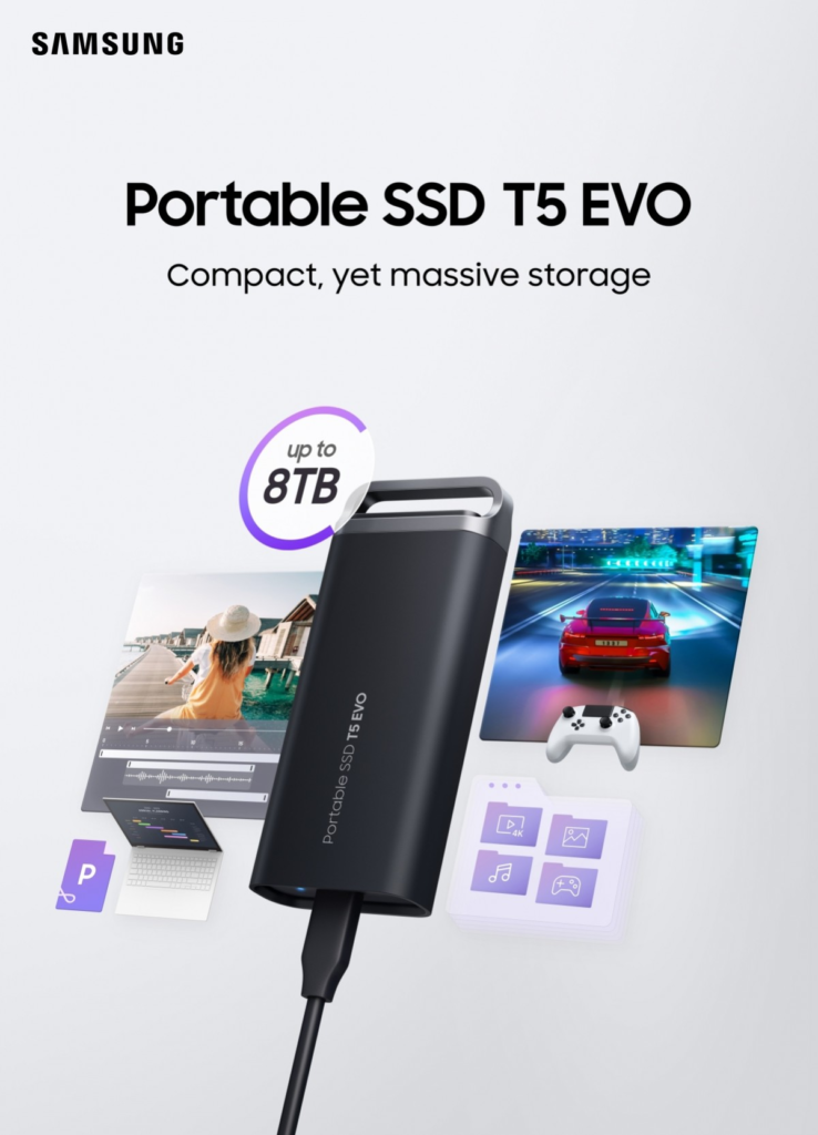 Samsung hace oficial su nuevo SSD T5 EVO de hasta 8TB de capacidad