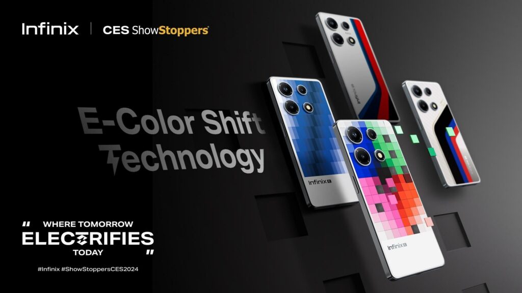 Infinix muestra su tecnología E-Color Shift que cambia el color de las carcasas de los smartphones en #CES2024