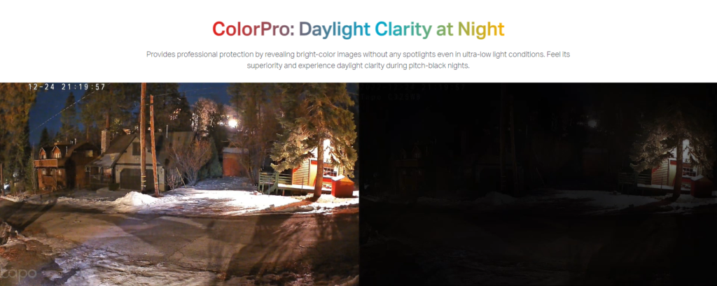 Comparativa de ColorPro en las cámaras Tapo