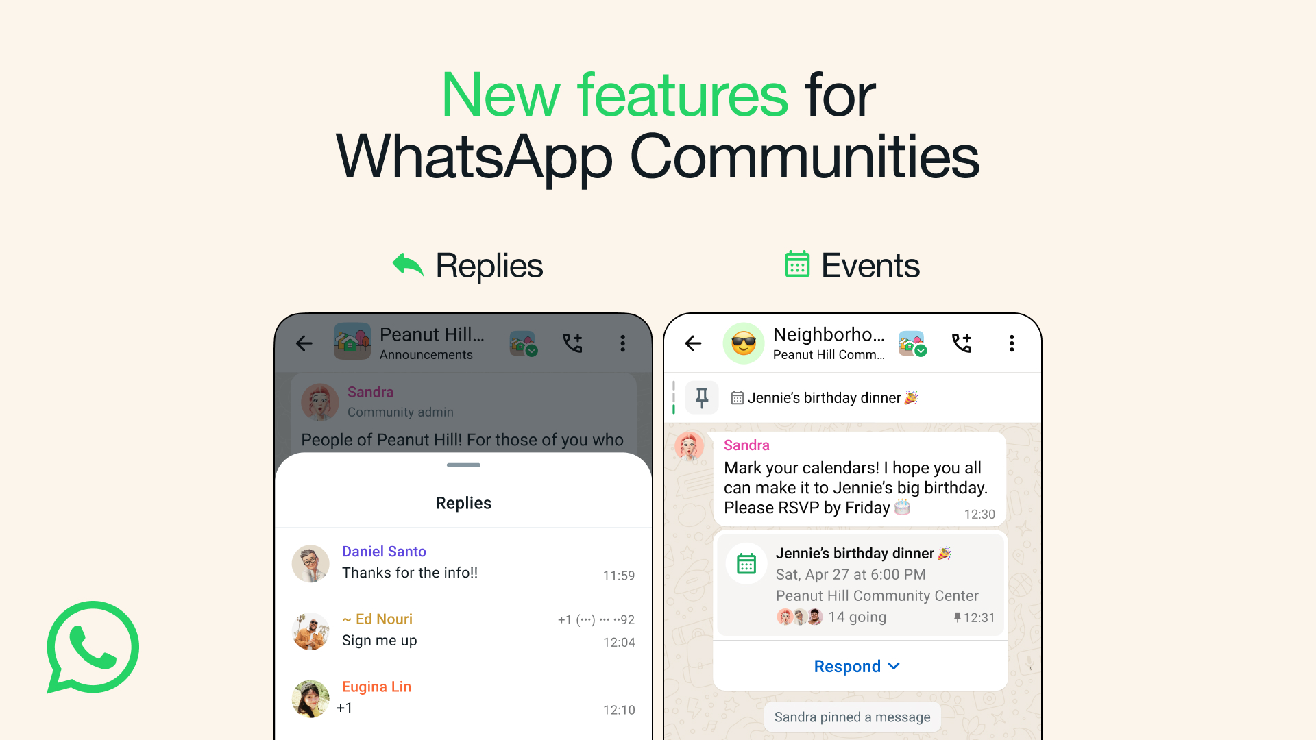 Meta revela nuevas formas de organizar eventos en las comunidades de WhatsApp