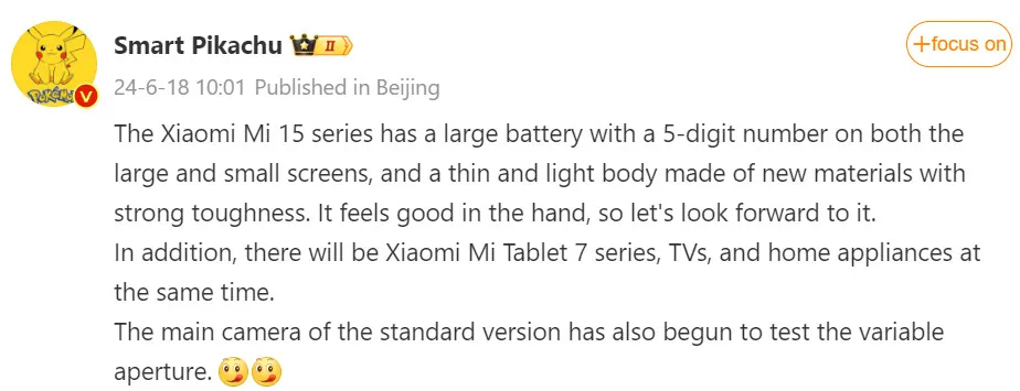 Xiaomi 15 posible tamaño