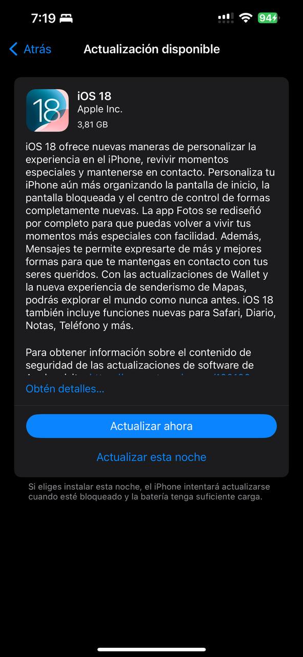 iOS 18 actualización iPhone 13 Pro Max