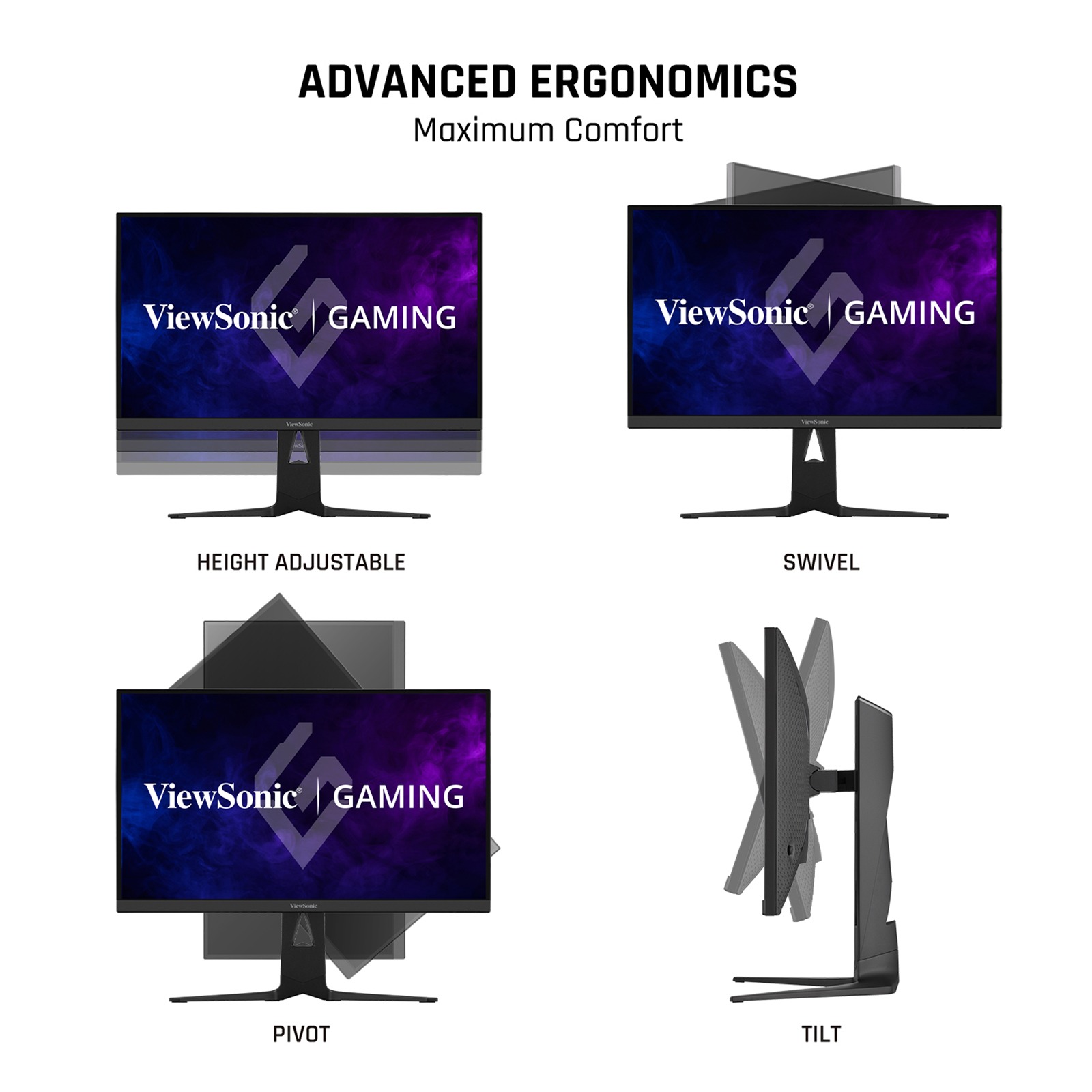 Monitor Viewsonic XG275D-4K - Posiciones del monitor